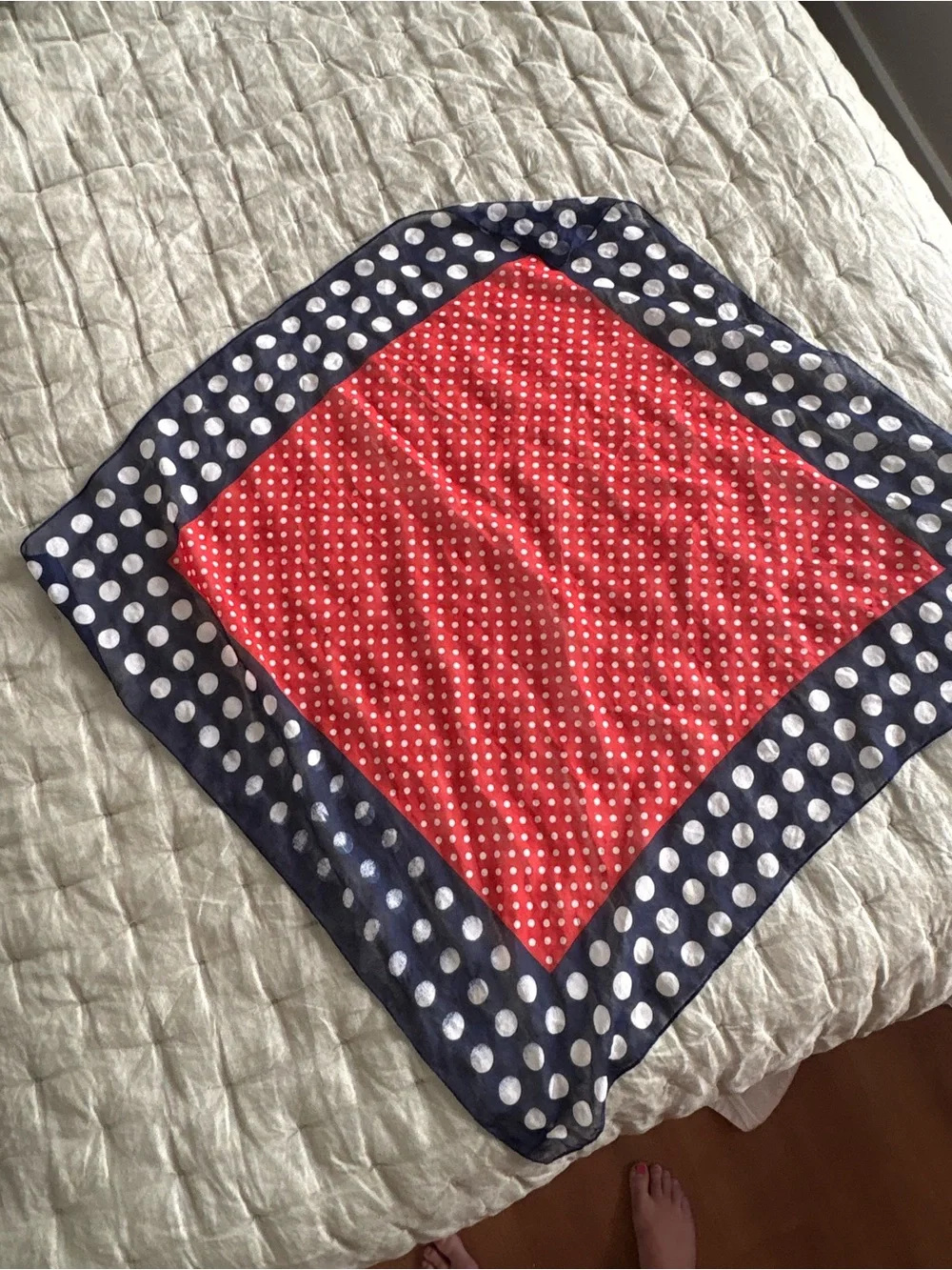 Polka Dot Red and Navy Lightweight Bandana Scarf